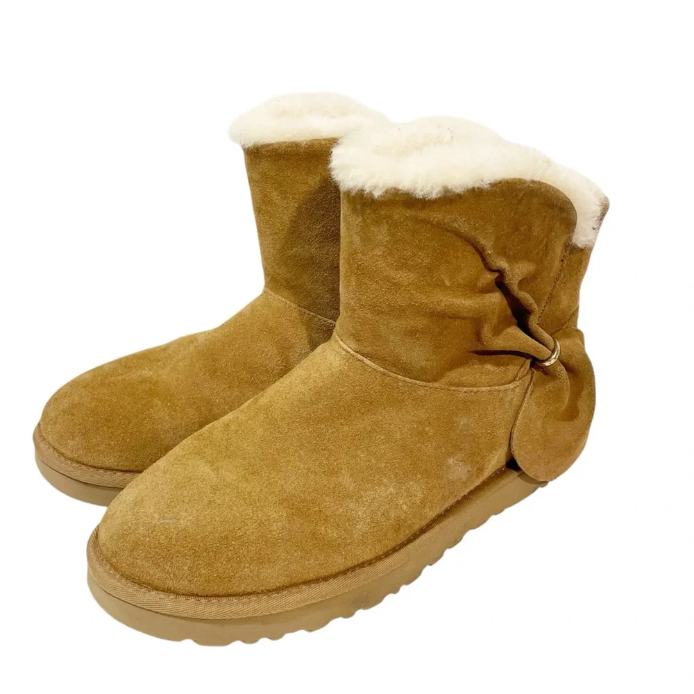 Ugg Womens Size 11 Chestnut Brown Leather Classic‎ Mini Twist Boot